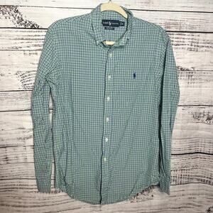 Ralph Lauren Green & Blue Gingham Plaid Long Sleeve Button Up M